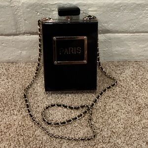 Black Paris Chain Shoulder Bag
